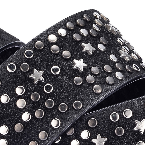 Split Leather+PU Rivet Inlay in Buckle Belt