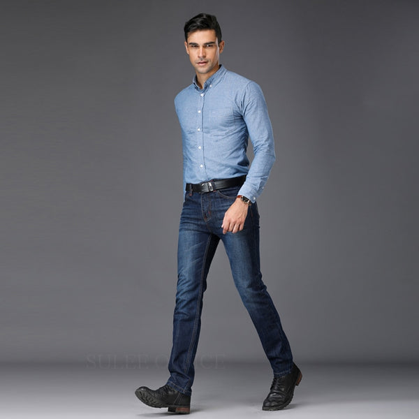 Deep Blue Stretch Denim Jeans For Men's