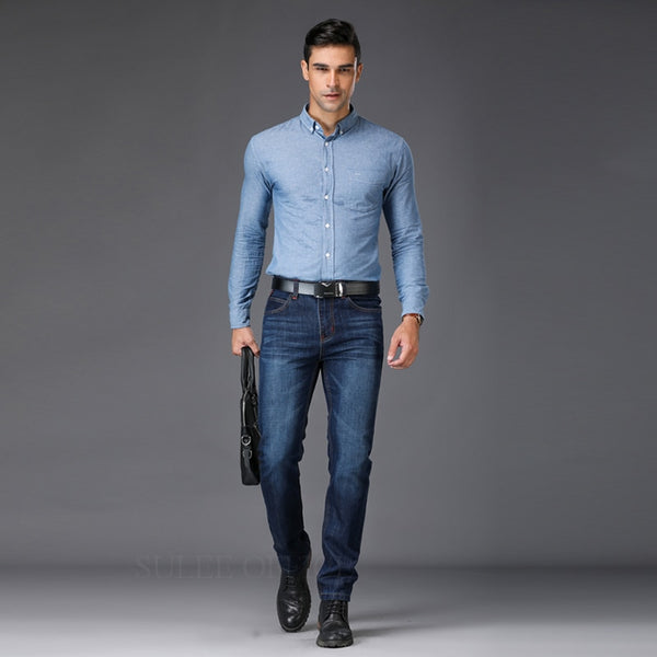 Deep Blue Stretch Denim Jeans For Men's