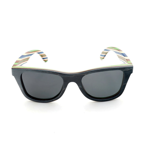 Skateboard Layered Wooden Frame Square Sunglass