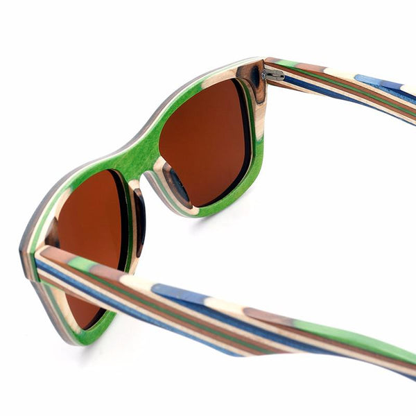 Skateboard Layered Wooden Frame Square Sunglass