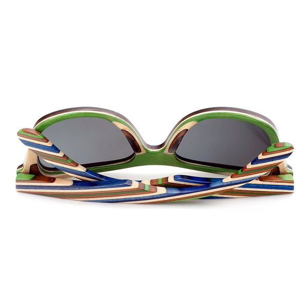 Skateboard Layered Wooden Frame Square Sunglass