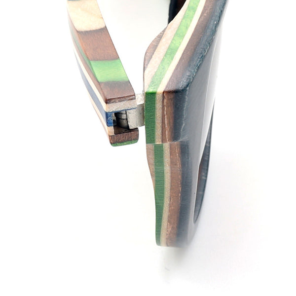 Skateboard Layered Wooden Frame Square Sunglass