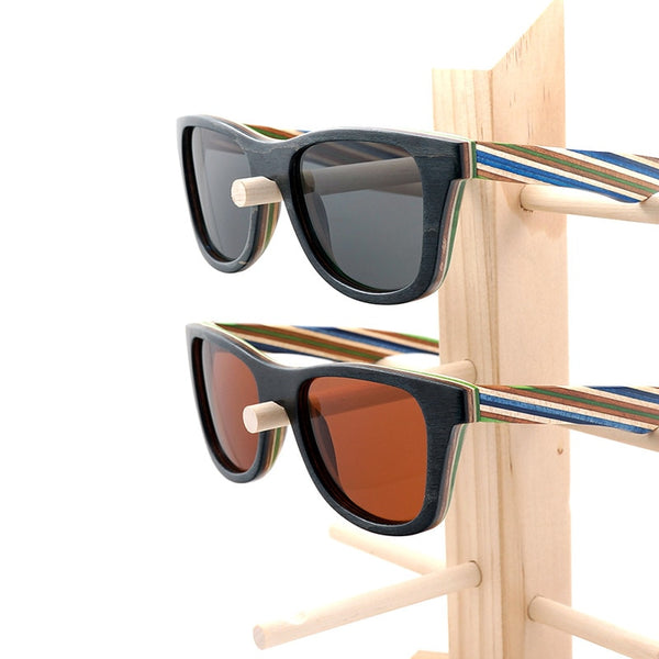 Skateboard Layered Wooden Frame Square Sunglass
