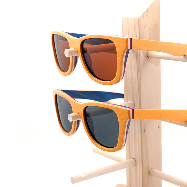 Skateboard Layered Wooden Frame Square Sunglass