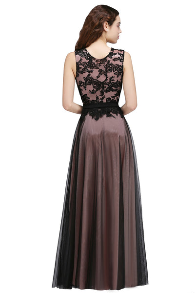 Lace Appliques Long Evening Dress