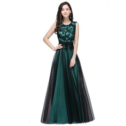 Lace Appliques Long Evening Dress