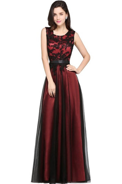 Lace Appliques Long Evening Dress