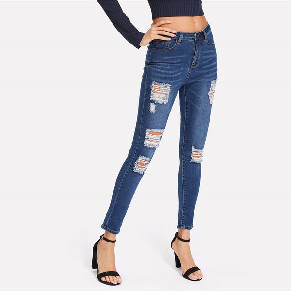 Shredded Ripped Skinny Jeans