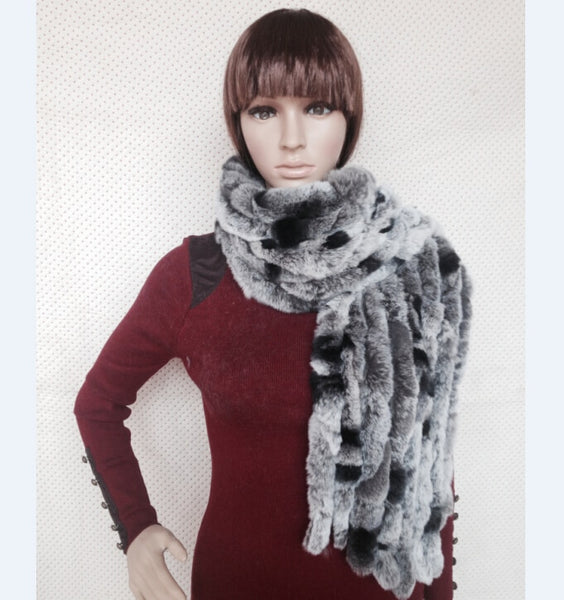 Rex Rabbit Shawl Colorful Fur Scarf