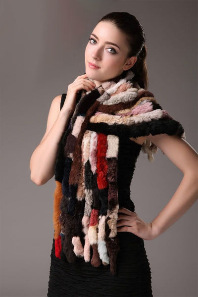 Rex Rabbit Shawl Colorful Fur Scarf