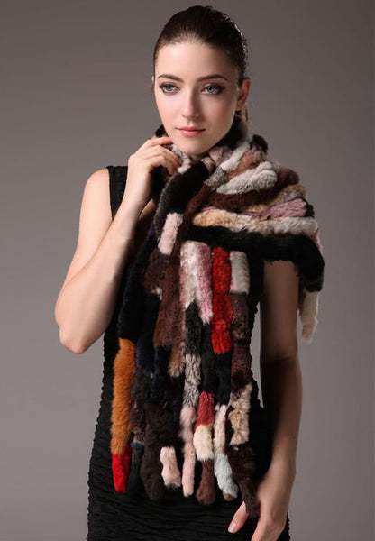 Rex Rabbit Shawl Colorful Fur Scarf