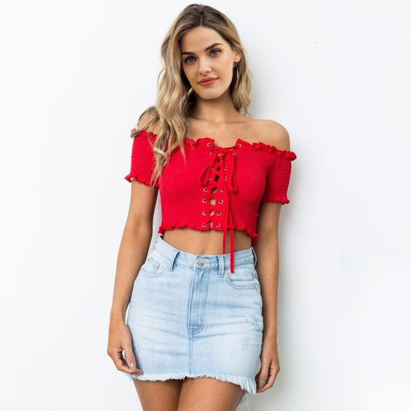 Off Shoulder Print Sexy Tank Top