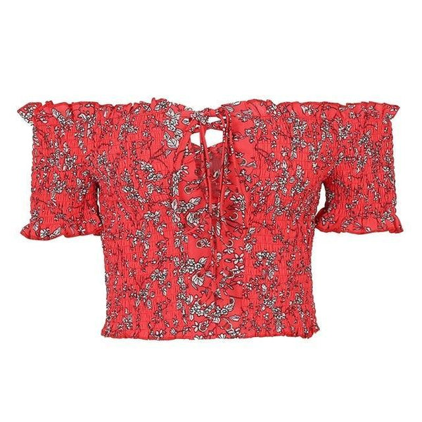 Off Shoulder Print Sexy Tank Top