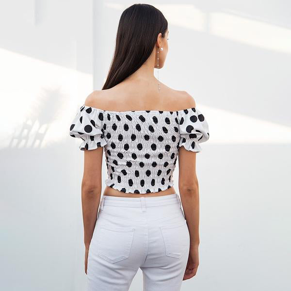 Elastic Smocking Skinny Crop Top