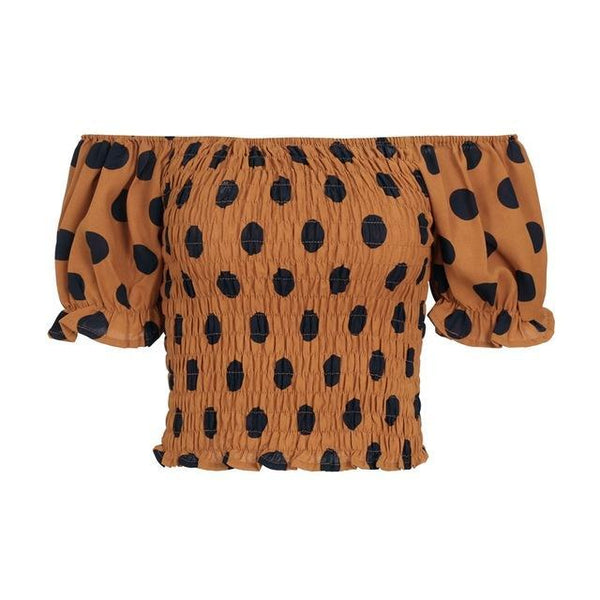 Elastic Smocking Skinny Crop Top