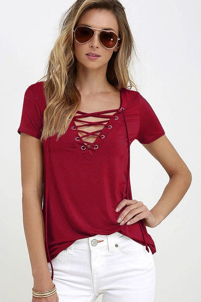 V Neck Hollow Out Top