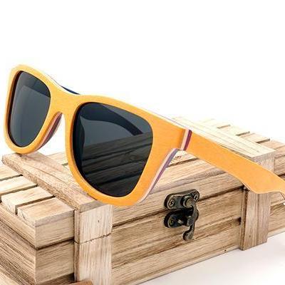 Skateboard Layered Wooden Frame Square Sunglass