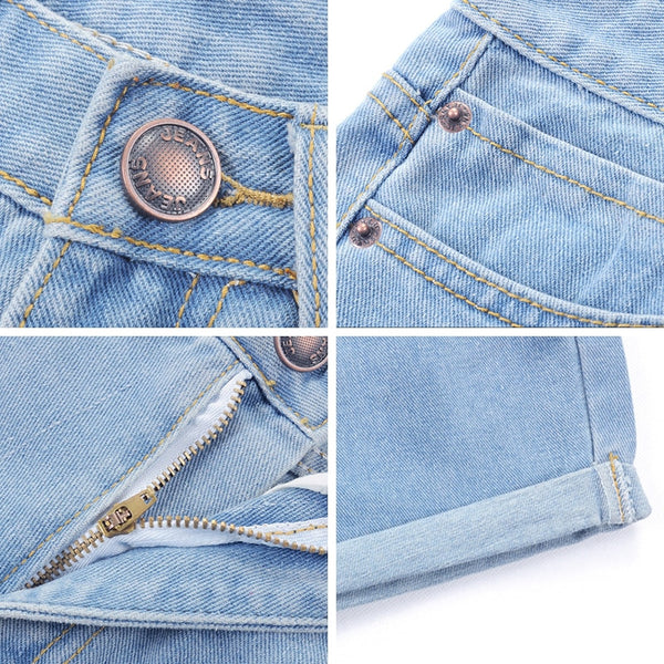 Blue Crimping Denim Shorts For Women
