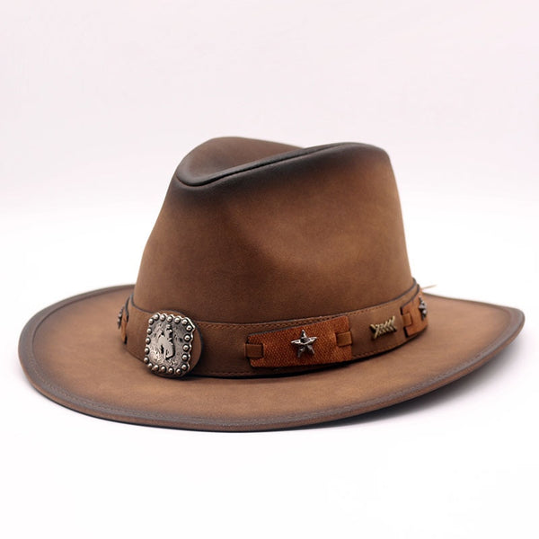 Faux Leather Cowboy Hat