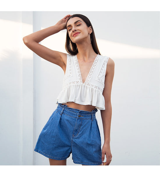 Sexy V Neck Chiffon Camisole Tank