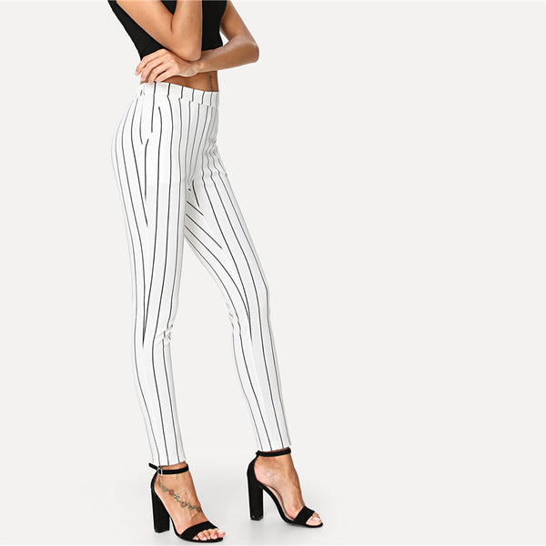 Vertical Striped Skinny Pants