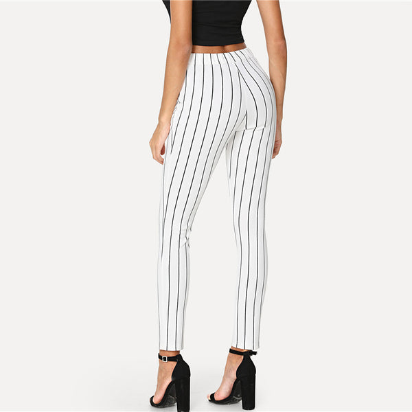 Vertical Striped Skinny Pants