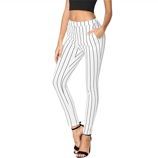 Vertical Striped Skinny Pants