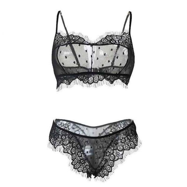 Floral Wire Free Lace Bra Set