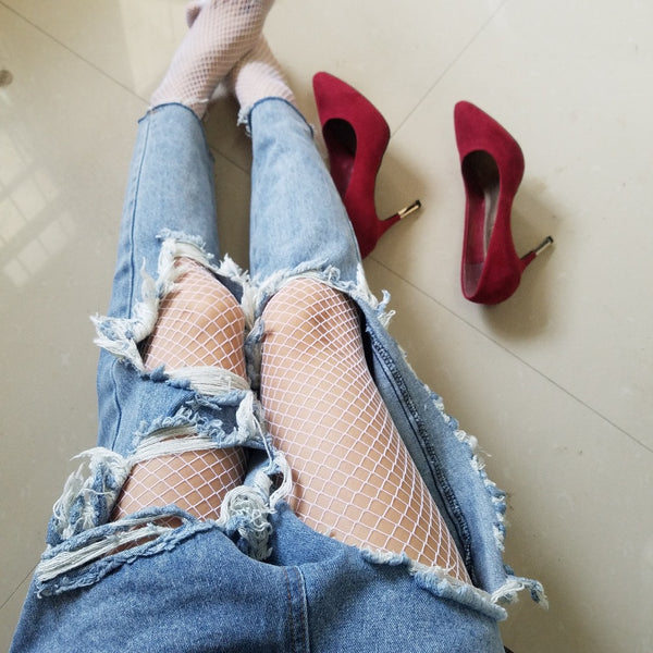 Medium Grid High Waist Stocking