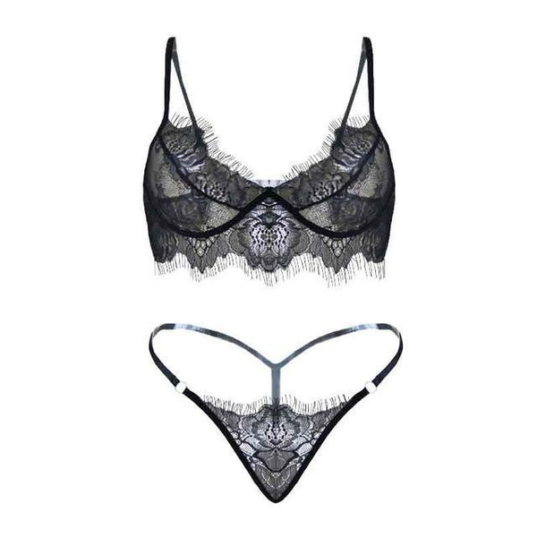 Lace Push Up Thong Bra Set