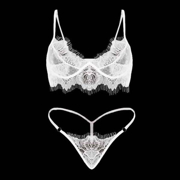 Lace Push Up Thong Bra Set
