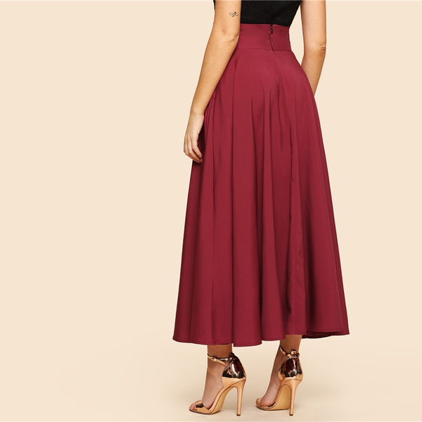 Knot Front Zip Back Mid Waist Skirt