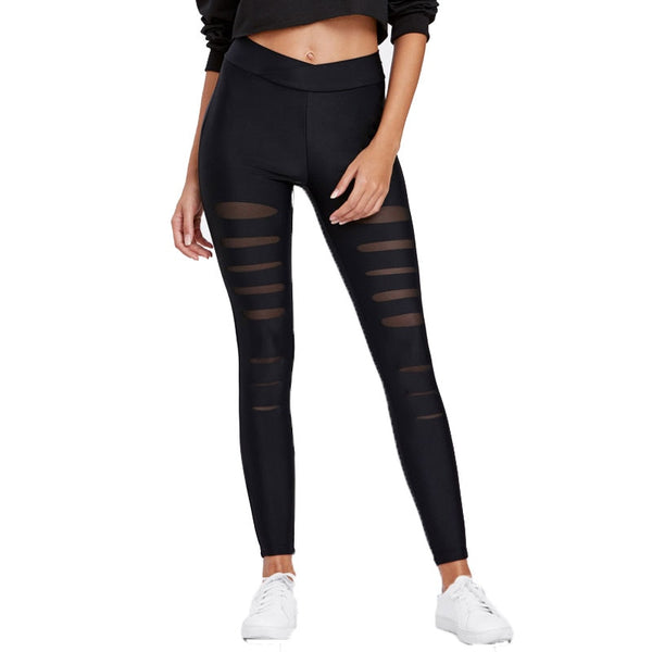 Mesh Insert Ripped Leggings