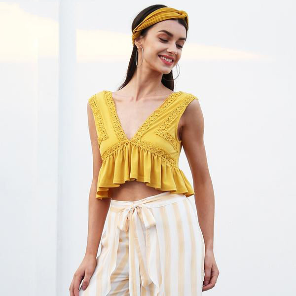 Sexy V Neck Chiffon Camisole Tank
