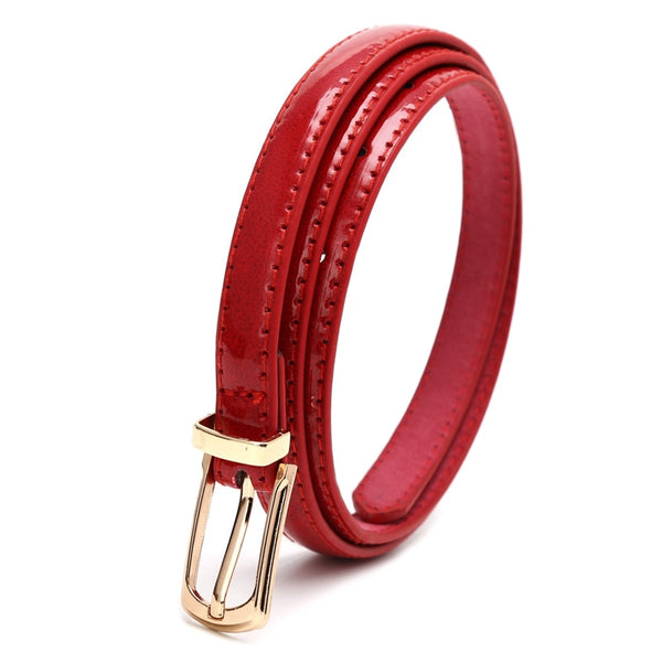 Candy Color Metal Buckle Thin Casual Belt For Women