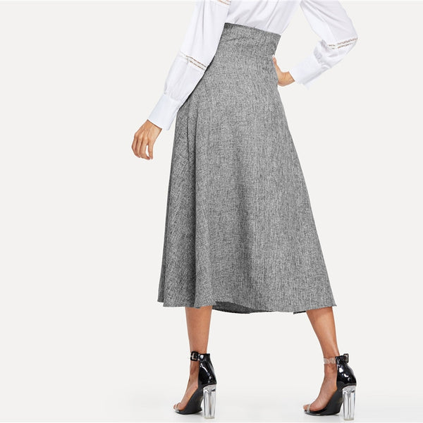 Lace Up Front High Waist Elegant Skirt