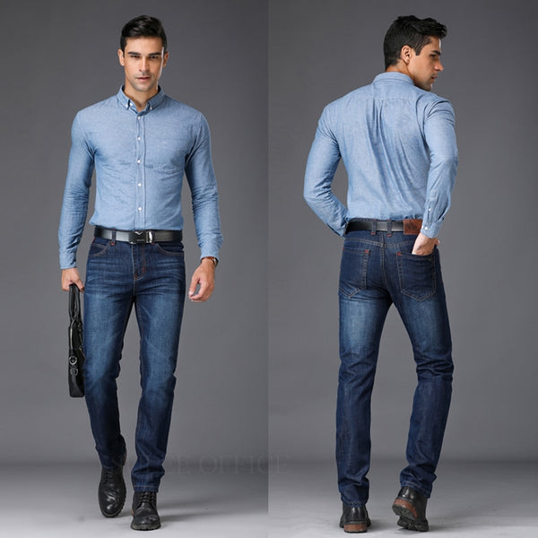 Deep Blue Stretch Denim Jeans For Men's