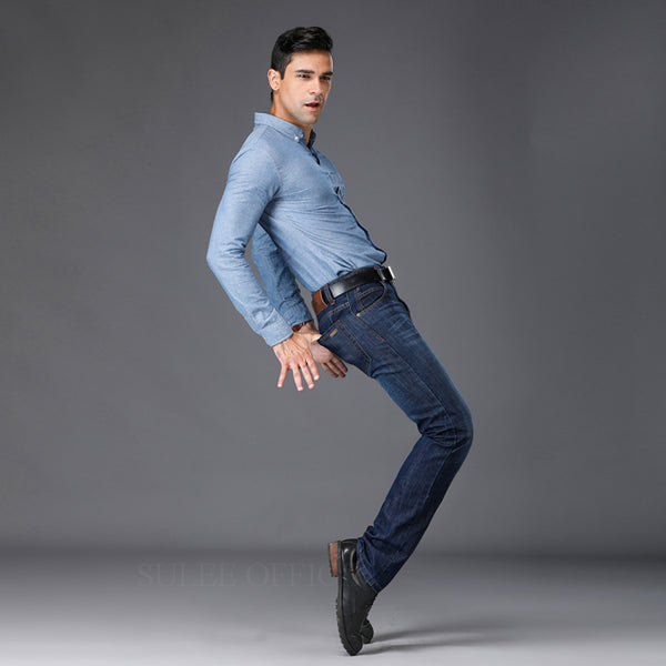 Deep Blue Stretch Denim Jeans For Men's
