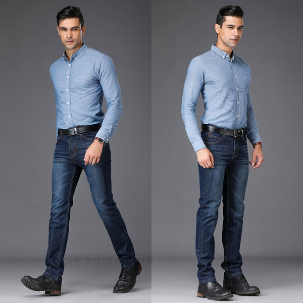 Deep Blue Stretch Denim Jeans For Men's