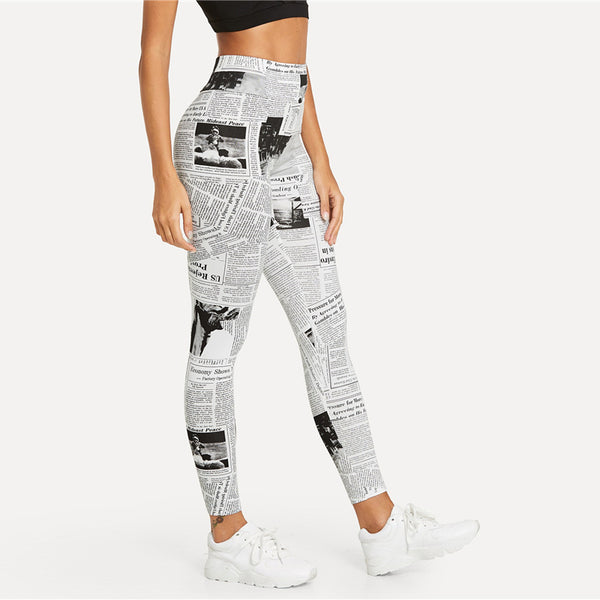 Newspaper Letter Print Leggings