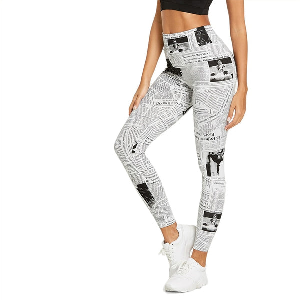 Newspaper Letter Print Leggings