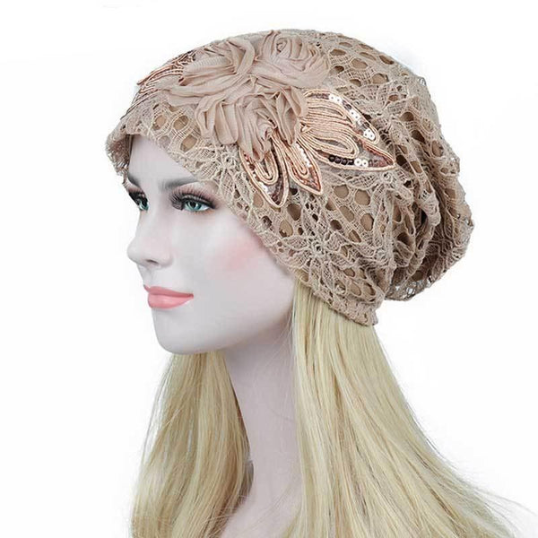 Lace Slouchy Butterfly Beanie