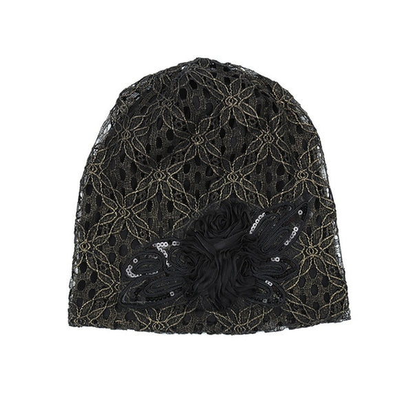 Lace Slouchy Butterfly Beanie