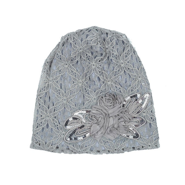 Lace Slouchy Butterfly Beanie