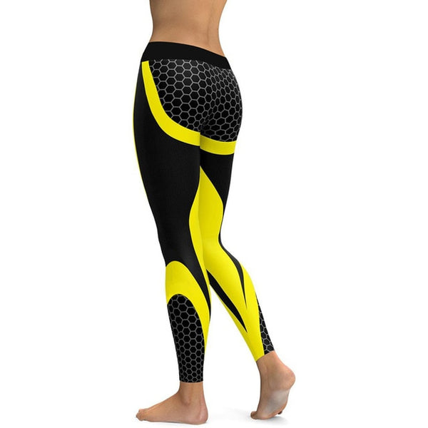 Mesh Pattern Print Fitness Leggings