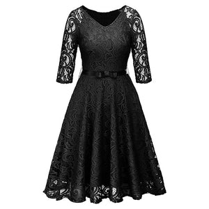 Hollow Out Floral Lace Dress