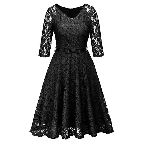 Hollow Out Floral Lace Dress