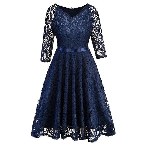 Hollow Out Floral Lace Dress