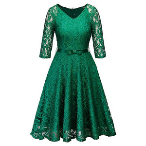 Hollow Out Floral Lace Dress